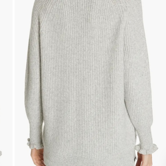 Rebecca Taylor Wool blend side button Gray Sweater Sz S V-Neck - Picture 2 of 4